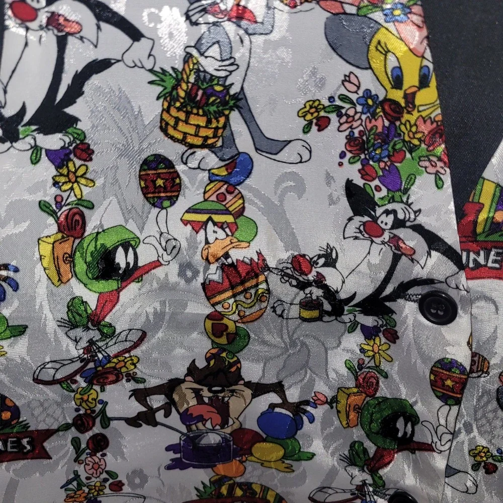 Looney Tunes Easter Vest‎ Bugs Bunny Daffy Duck Tweety Vintage 90s osfm large - Picture 6 of 8